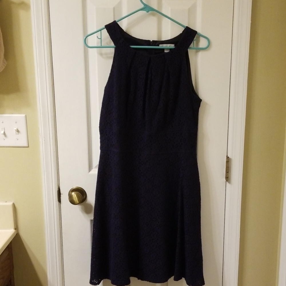 Navy blue eyelet dress